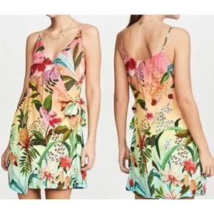 FARM RIO Amazonian Ombre Mini Wrap Dress‎ XS Boho Floral Island